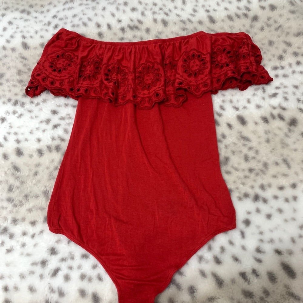 Red Mexican style bodysuit. Size S